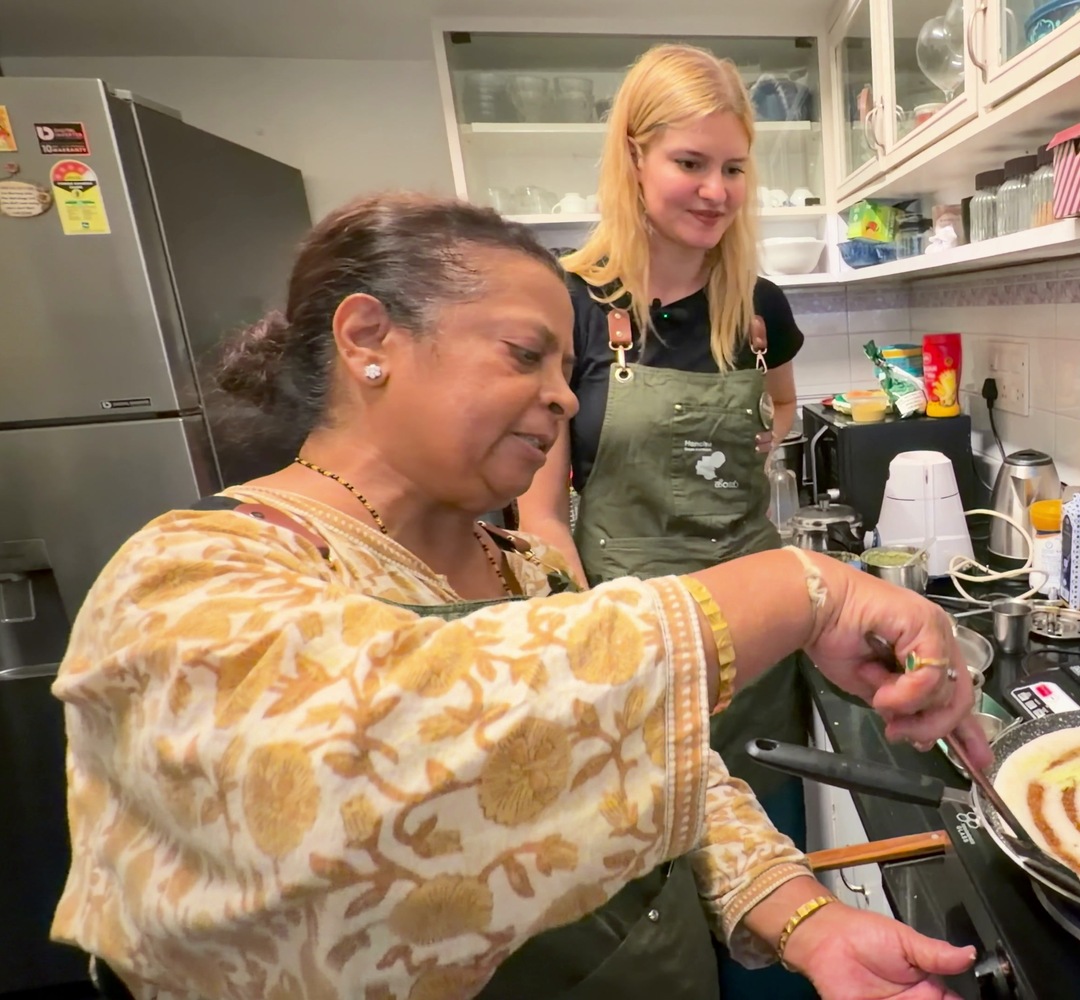 Gayathri Mruthyunjaya cooking dosa at home in Bengaluru